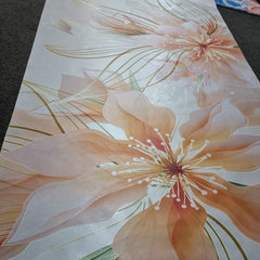 8D Wallpaper Peach Flowers and Butterfly