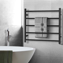 Matte Black Heated Towel Rail 5 Bar