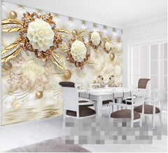 8D Wallpaper Feature Mural Cream and Gold