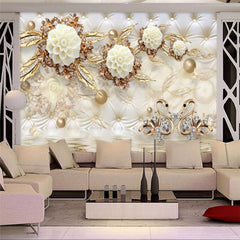 8D Wallpaper Feature Mural Cream and Gold