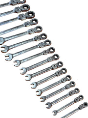 16pc Flexible Head Ratchet Combination Spanner Set