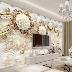 8D Wallpaper Feature Mural Cream and Gold